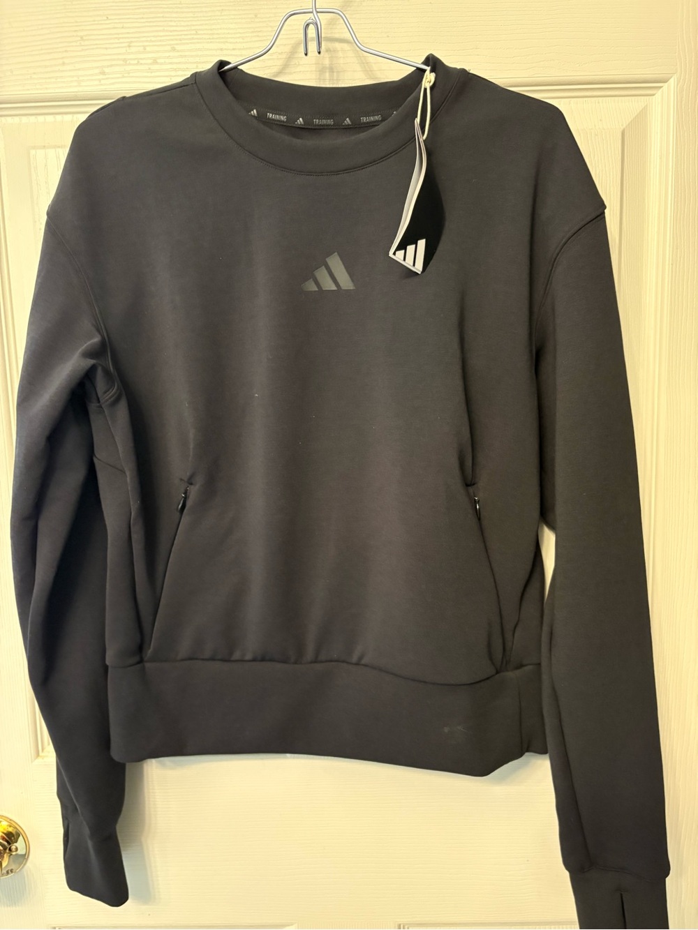 NWT Women’s Adidas D4t Workout Warm Up Training Crew Neck Sweatshirt Black XS